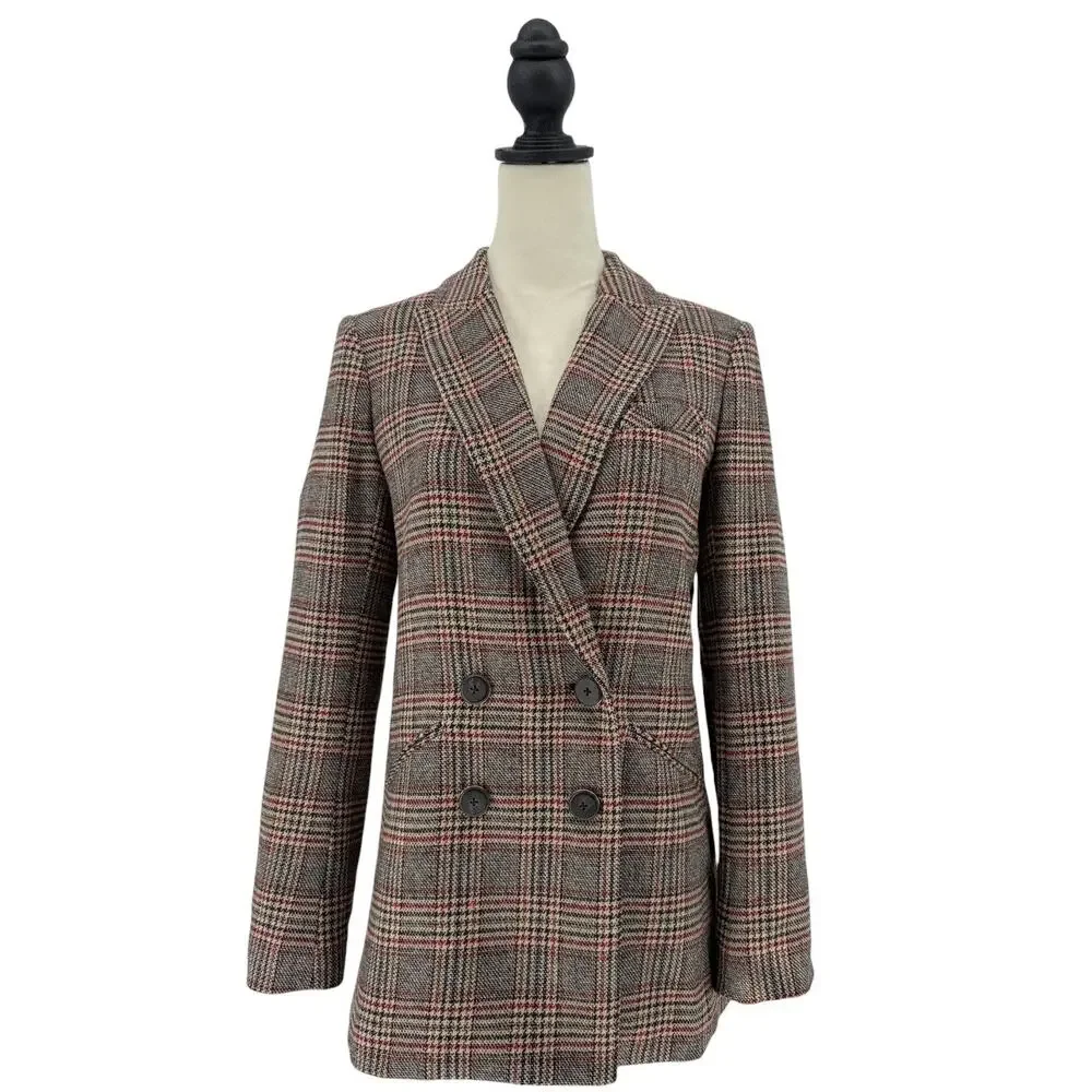 Veronica Beard Oria Dickey Blazer Checkered Plaid Jacket Wool Coat Size 6 - Picture 4 of 15